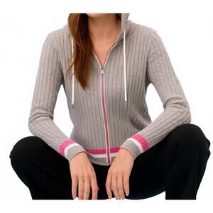 NEW FRENCH KYSS braided zip up hoodie in slate/multi